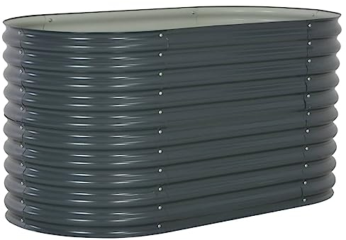 Willood Garten-Hochbeet für Balkon & Garten, Rostfreies Oval, Freistehende Pflanzkübel Groß für Blumen, Obst, Gemüse 160x80x81 cm Verzinkter Stahl Grau