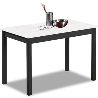 ASTIMESA - Mesa de Cocina con Tapa Negra Color Boreal- Estructura Blanca- Medidas: 110 cm x 70 cm