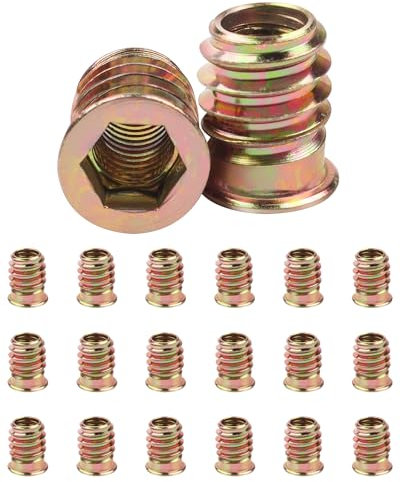 20 dadi di avvitamento M6 x 17 mm, inserti filettati Jeboler, manicotto filettato, manicotto filettato in legno, dado a vite in zinco per mobili in legno