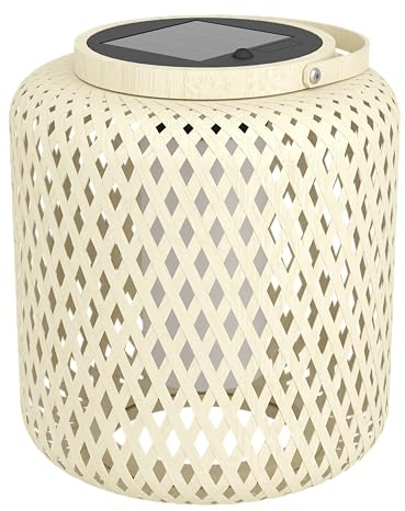 EGLO LED Tischlampe solar Marliano, Solarlampe außen für Garten und Terrasse, Deko Rattan Balkon, Außenbeleuchtung Boho, Windlicht outdoor Rattan, IP44