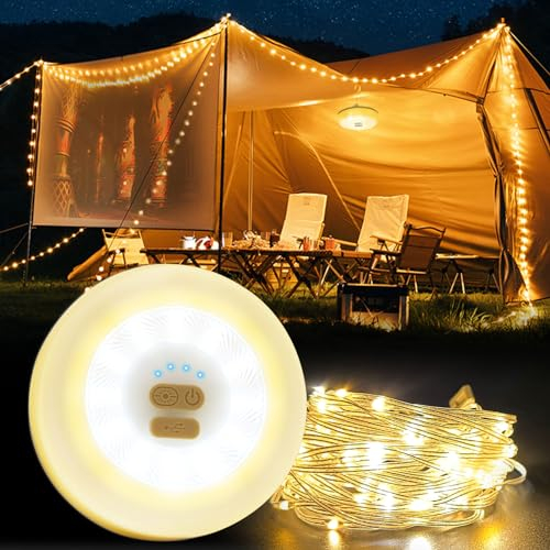Catena Luci LED Esterno a Batteria: Catena Luminosa Esterno 10m Bianche Calde Ricaricabili USB - Catena di Luci Impermeabile Portatile per Esterni Interne - Luci da Giardino Natalizie Albero Feste ecc