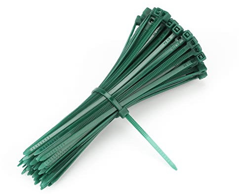 KINGLAKE 100Pcs 100x2.5mm Self-Locking Garden Cable Ties Dark Green Plant Nylon Ties Adjustable Zip Ties Multi-Purpose