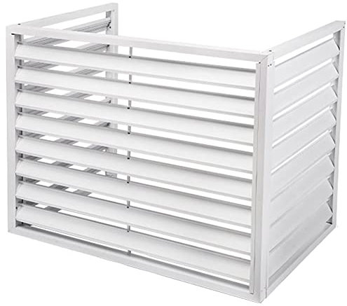 Persianas de aluminio para aire acondicionado, paneles de celosía de privacidad para unidad exterior y recinto de basura, color blanco, 100 x 50 x 70 cm