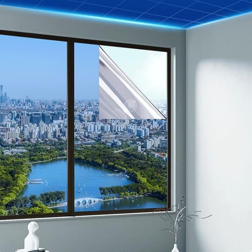 Eiauiuo Sonnenschutzfolie UV-Schutzfolie Selbstklebende Fensterfolie Glasfolie Spiegelfolie Unidirektional Folie Sichtschutzfolie Reflektierendefolie Wärmeschutz Folie Einfach Entfernen Rückstandslose