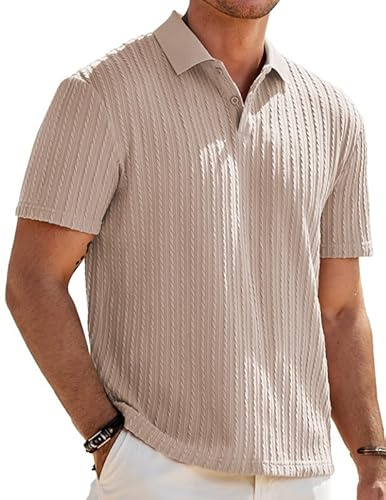Elegancity Herren Poloshirts Kurzarm Srtick Golfshirt Polohemd | Textur Poloshirts,Urlaubsstil Kurzarmshirts,Old money style,Freizeit und Alltag,Atmungsaktiv,Stretch