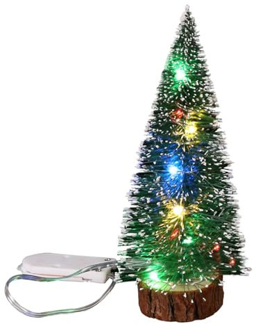 Miniature Christmas Tree, Mini Christmas Tree Tabletop, Mini Pine Trees Desktop with Wooden Bases for Xmas Home Christmas Decoration (Warm lights, 30cm)