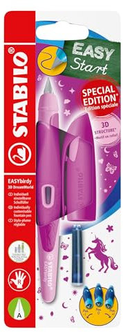 STABILO - EASYbirdy 3D DreamWorld, Stylo Plume Enfant, 1 stylo Plume, Droitier, Rose