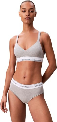 Calvin Klein Damen Bralette Lift mit Logobund, Grau (Grey Heather), XL