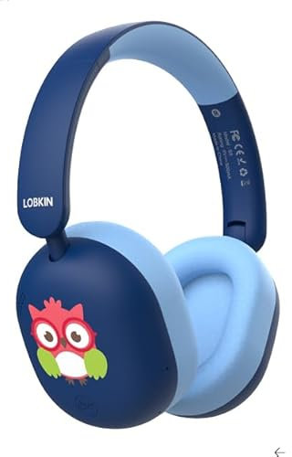 LOBKIN Kids Headphones Bluetooth 6.0, Over Ear Kids Wireless Headphones with Mic 55H Playtime AUX Cord 85dB Safe Volume Limited Foldable Design for Boys Girls Travel/School/iPad