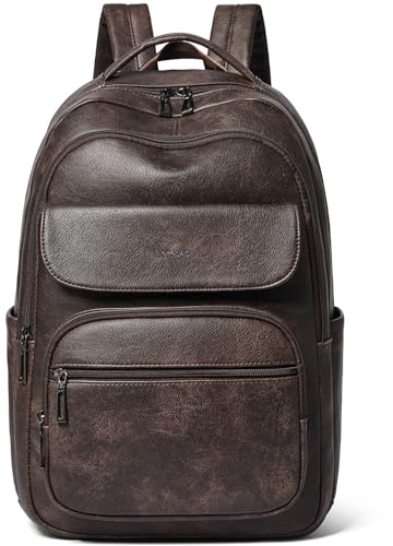 Leresas Rucksack, 37 l, für Damen und Herren, für Arbeit, Reisen, College, Lehrer, Rucksack, Geldbörse, veganes Leder, modische Laptoptasche, Kaffee, 9 x 14.5 x 17 inches, Reiserucksäcke