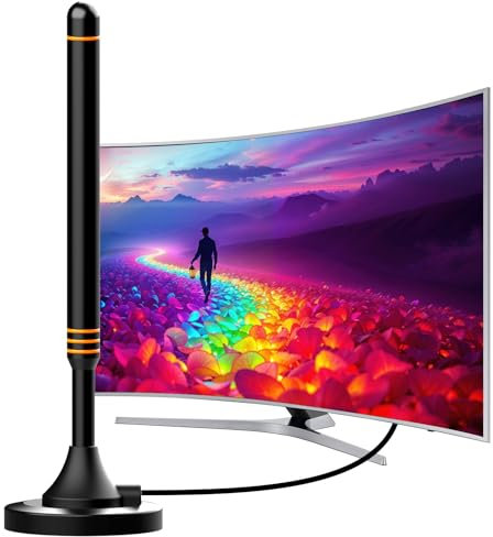 Antenna Interna Digitale con Base Magnetica – Ricezione a 360° – Compatibile con 4K e Full HD – Cavo Coassiale 5 Metri – Per Smart TV e DVB-T2