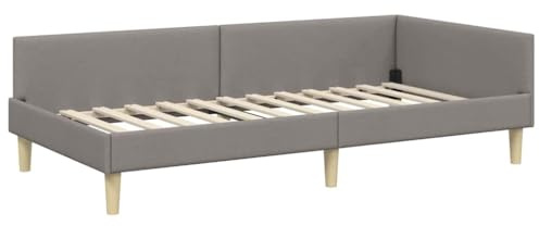 vidaXL Corner Bed Frame Taupe 80 x 200 cm Fabric and Engineered wood, Contemporary Corner Bed Frame, Adjustable Headboard, Durable Polyester Material, Space Saving Stylish Bedding Solution
