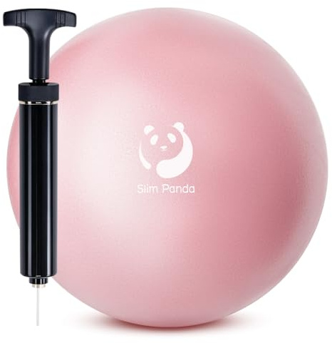 Slim Panda Pelota de Pilates 23cm con Bomba, Antiexplosión Antideslizante Pelota de Gimnasia,Soft Balones de Yoga para Fitness,Entrenamiento del Equilibrio(Rosa Claro)