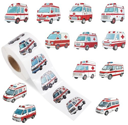Lustige Krankenwagen Aufkleber, 12 Designs Wasserdichte Krankenwagen Sticker Stark Klebende EMT Etiketten für Wasserflaschen Scrapbook Karten und Umschläge