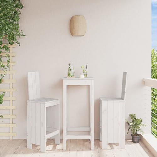 KTHLBRH Hoher Hocker aus massivem Kiefernholz für den Außenbereich, mit Rückenlehne und Fußstütze, rustikaler Barstuhl für Terrasse oder Balkon, Sitzhöhe 75 cm, Tragkraft 110 kg