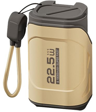Batterie Externe 10000mAh avec Plug Mural AC et Câble, Charge Rapide 22,5W, Chargeur Portable Compact pour Android et iOS – Chargeur 2 en 1, Double Port, Idéal Voyage (Jaune)