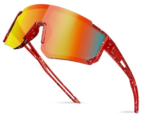 Lunettes de Soleil Polarisées pour Enfants,Lunette Velo Enfants,Lunette Soleil Sport Enfant,Protection UV400 pour Garçons et Filles pour Sports de Plein Air, Cyclisme, Tennis, Course à Pied (A)