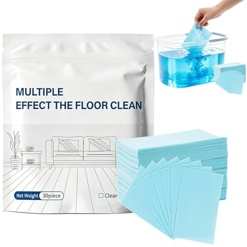 100pcs Multiple Effect The Floor Clean, Floor Cleaning Tablets For Mopping, Multi Effect Floor Cleaner Sheets For Powerful Stain Removal & Fresh Scent, Tiles Hardwood Marble (Blue, 1, 1)