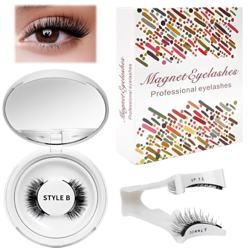 TEHJAM Ciglia Finte Magnetiche con Applicatore e Custodia, Riutilizzabili Naturali Senza Colla, Set Magnetic Lashes per Principianti, Extension Occhi