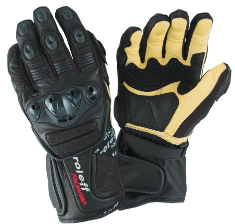 Roleff Racewear Lederhandschuhe, Schwarz/Beige, XL