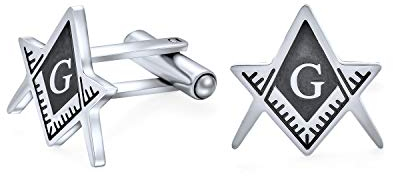 Freimaurer Kompass Symbol Freimaurer Manschettenknöpfe Für Männer Zweifarbig Silberfarben Schwarzes Emaille Edelstahl Scharnier Kugelrückseite