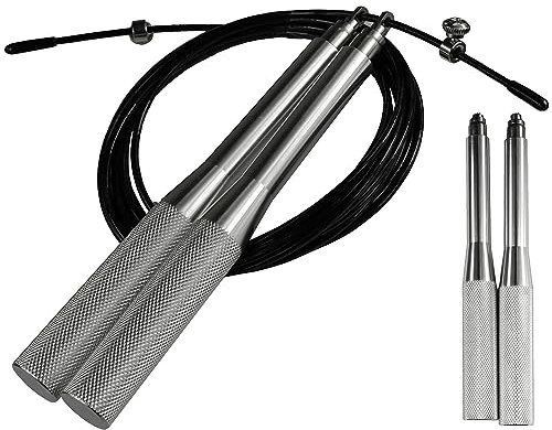 Senshi Japan Metal Skipping Rope - Duo Speed 2000 Tangle Free Extremely Fast For Double Unders - Best Weighted Skipping Rope For Men, Used For Cross Fitness Boxing MMA Exercise & Fitne