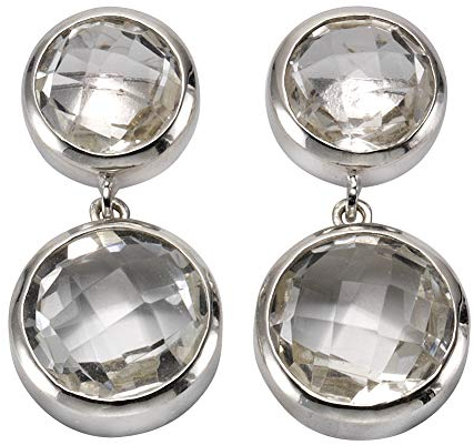 Zeeme Gemstones Damen Ohrstecker 925/- Sterling Silber 2,5cm Glänzend Bergkristall weiß 358220200-1