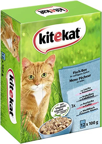 Kitekat Multipack 12x100g Fisch-Box in Gelee, 1er Pack (1 x 1.2 kg)