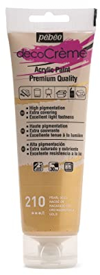 Pébéo Peinture Acrylique Texture Crème pour la Décoration - Finition nacrée - 120 ML - Or