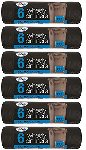 36 Pieces 300 Litre Wheelie Bin Liners EXTRA VALUE Fits Bins 230 Diameter x 143cm Height Strong strength Ideal for general waste and outdoor bins/Home/Kitchen/Office/Garage/Garden/Workshop