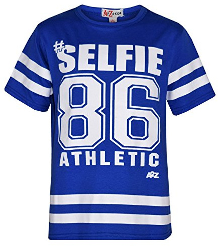 A2Z 4 Kids Girls Top Kids Designer's #Selfie 86 Athletic Print Fashion Top - Royal - 9-10