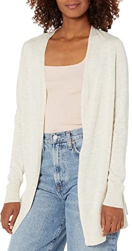 Amazon Essentials Cardigan Leggero Aperto sul Davanti (Disponibile in Taglie Forti) Donna, Avena Puntinato, L
