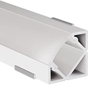 Alumino - Profilé d'angle LED en aluminium blanc - 200 cm - Avec accessoires et cache opale - Pour bandes LED de 12 mm - 2 m - Pour intérieur et extérieur - MOSEL