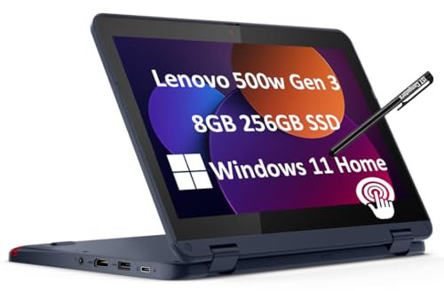 Lenovo 500w Gen 3 2-in-1 Laptop (11.6 Touchscreen, Intel Pentium N6000, 8GB RAM, 256GB SSD) Ruggedized & Water Resistant for Student & School, Webcam, Wi-Fi, IST Pen, Win 11 Home, Blue, 2024