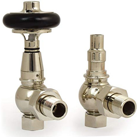 Hot Flow | Morgan Traditional Thermostatic Radiator Valves - Angled (Nickel)