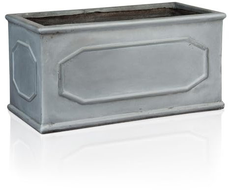 IDEALIST 70cm Plant Pot | Leaden Grey Reinforced Stone Large Trough | Chelsea Rectangular Plant Pot | Garden Planters with Drainage Holes L71 W30 H30.5 cm, 43 litres