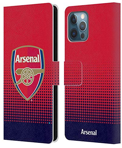 Head Case Designs Officially Licensed Arsenal FC Fade Crest 2 Leather Wallet Case Compatible With Apple iPhone 12 Pro Max