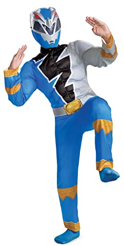 Costume Power Ranger bleu pour enfants, costume officiel Power Rangers Dino Fury avec masque, taille L (10-12)