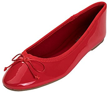 Feversole Women's Macaroon Colorful Memory Foam Cushion Ballet Flat Pumps Patent Red UK Size 4.5