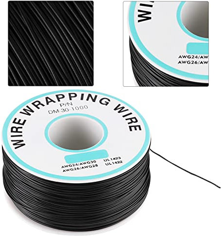 Telituny Cavo avvolgente elettrico Cavo di rame 0,25mm Avvolgimento filo singolo Filo conduttore 30AWG Cavo per scheda madre portatile Test elettronico 250 metri Nero