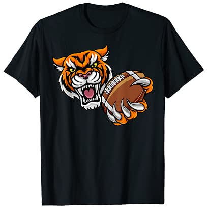 Tiger hält American Football Ball T-Shirt