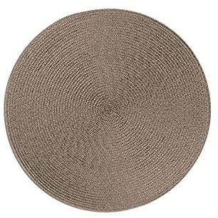 Excelsa Round Set 6 Tovagliette Rotonde, Plastica PP, Cm. 36 (Grigio)