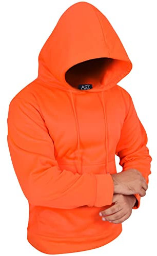 A2Z Mens Fleece Hoodie Pullover Hooded Sweatshirt Long Sleeve S/M/L/XL/XXL/3XL/4XL Neon Orange