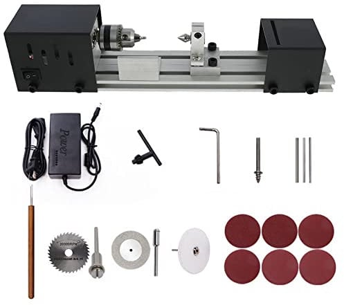 ZPYXBH Mini Tornio Per Legno, Lavorazione Del Legno Buddha Perla Tornio, Lucidatrice Per Lavori Di Falegnameria DIY Artigianato E Bricolage Rettifica Lucidatura Utensile Per Trapano 100W
