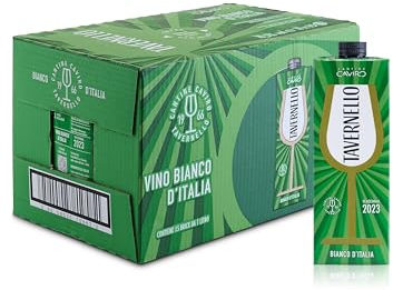 Tavernello Classico Vino Bianco d'Italia, Vino Secco con Profumi Fruttati, 10.5% Vol, Confezione con 15 Brik da 1 L