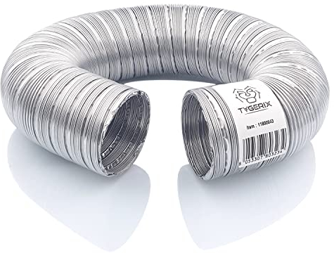 Tygerix TYGERIX Aluminiumschlauch Durchmesser 60 mm | Ausziehbar bis 1,2 Meter | Hohe Hitzebeständigkeit bis 250 °C | Dicker und mehr Widerstand