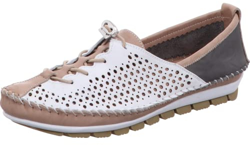 Gemini Damen Ballerina Slipper Mokassins Schnürung 003138-01, Größe:42 EU, Farbe:Grau