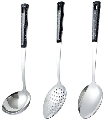 Stainless Steel Serving Spoons Set with Slotted Spoon, Serving Spoon and Perforated Spoons, soup ladle,kitchen cooking utensils set