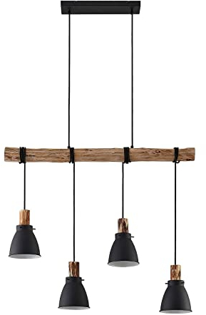Lindby Esstisch Pendelleuchte Metall Holz, Hängeleuchte Esszimmer 4x E14 max. 8W ohne Leuchtmittel Hängelampe Wohnzimmer Esszimmerlampe Küchenlampe