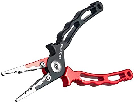 CRAZY SHARK Aluminum Fishing Pliers, Saltwater Resistant Fishing Tackle, Split Ring Pliers Fishing Pliers Hook Unloader, Fishing Gifts for Men